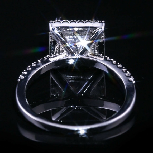 925 Silver Ring Princess Cut white Sapphire NEW - Picture 5 of 7